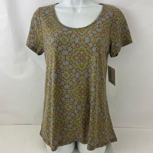 Lularoe  Classic Tee Yellow Gray Star Prin… - Picture 1 of 4